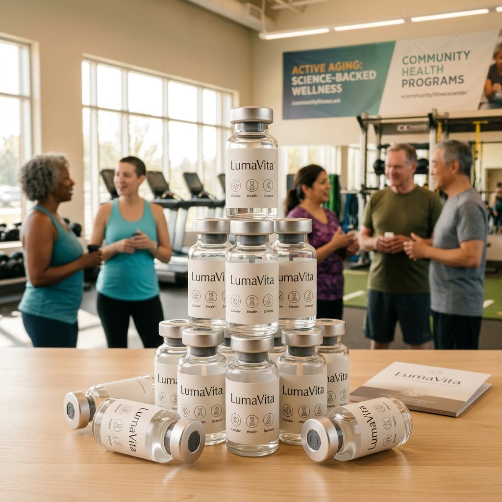 Older adults exercising together in a bright community fitness center